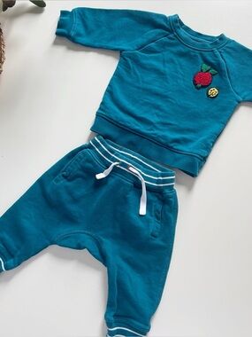 Hanna Andersson Teal Two-Piece Sweatsuit | 12-18m